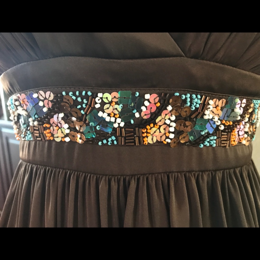 BCBG Paris Chocolate Floor Length Evening Dress - Picture 5 of 7